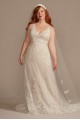 V-Neck Lace Plus Wedding Dress with Scallop Hem Melissa Sweet 8MS251250