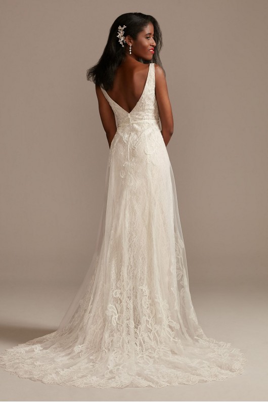 V-Neck Lace Wedding Dress with Scallop Hem Melissa Sweet MS251250