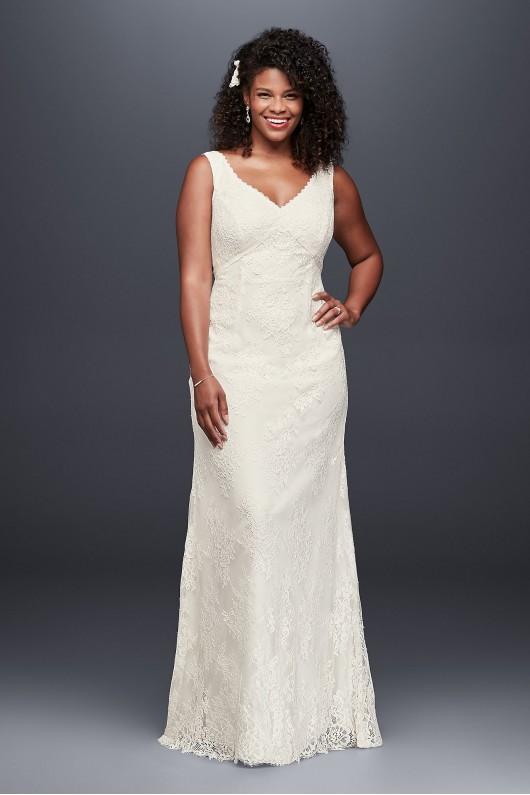 V-Neck Plus Size Wedding Dress with Empire Waist Galina 9KP3803