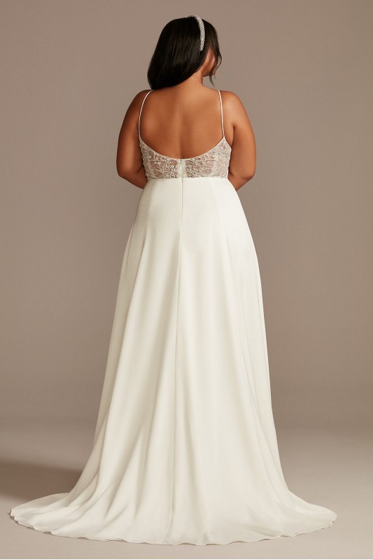 V-Neck Tall Plus Wedding Dress with Beaded Back DB Studio 4XL9WG4004DB