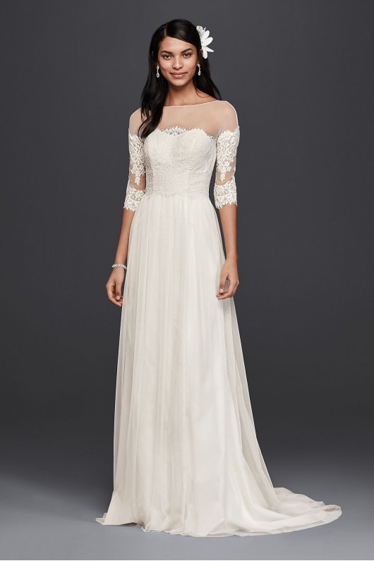 Wedding Dress with Lace Sleeves Galina WG3817