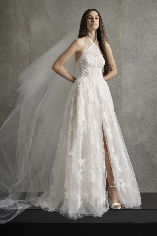 Halter Applique Wedding Dress VW351499