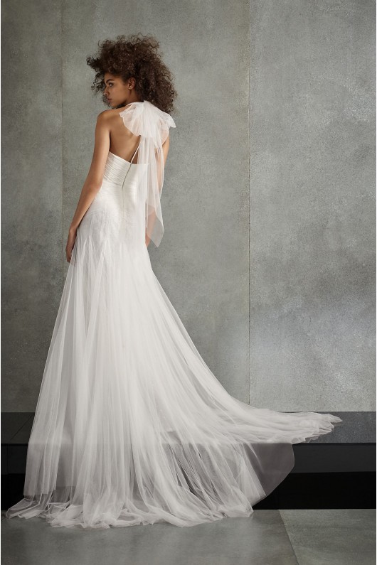 Soft Net Halter Wedding Dress VW351510
